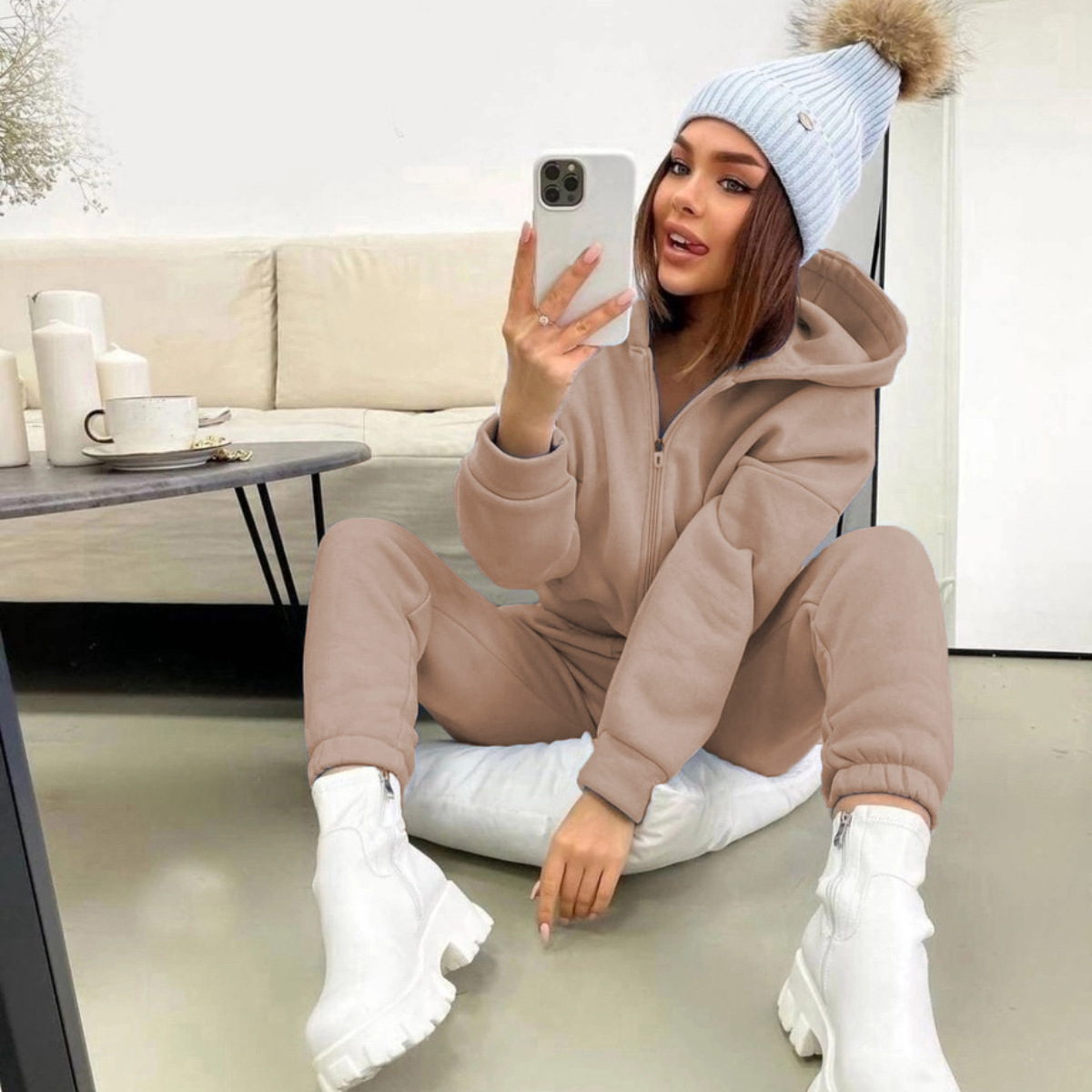 Winter Clothing Sale - Survêtement à capuche zippé pour femme,
