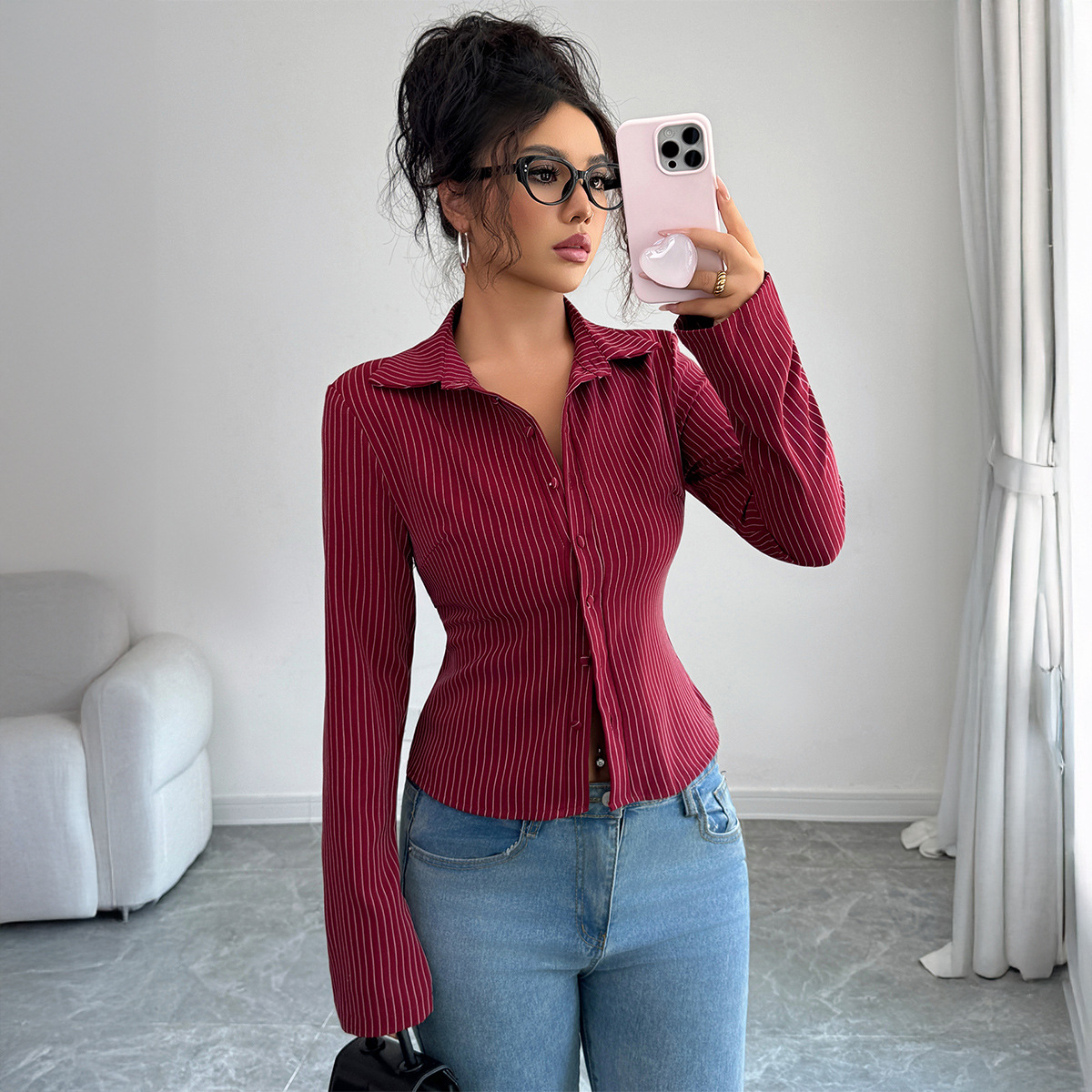 Cardigan rayé décontracté haut - Winter Clothing Types avis et prix